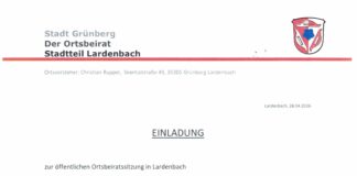 Einladung Ortsbeiratssitzung Lardenbach